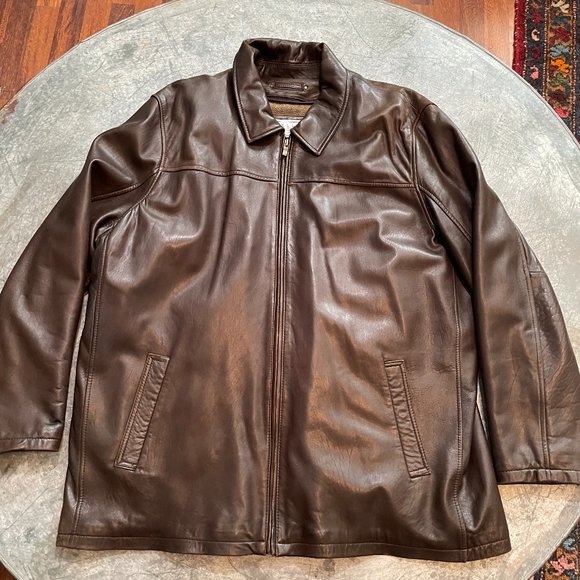 Pelle Studio Other - Vintage 90s Y2K Pelle Studio Brown Leather Thinsulate Wool Jacket Mens XXL